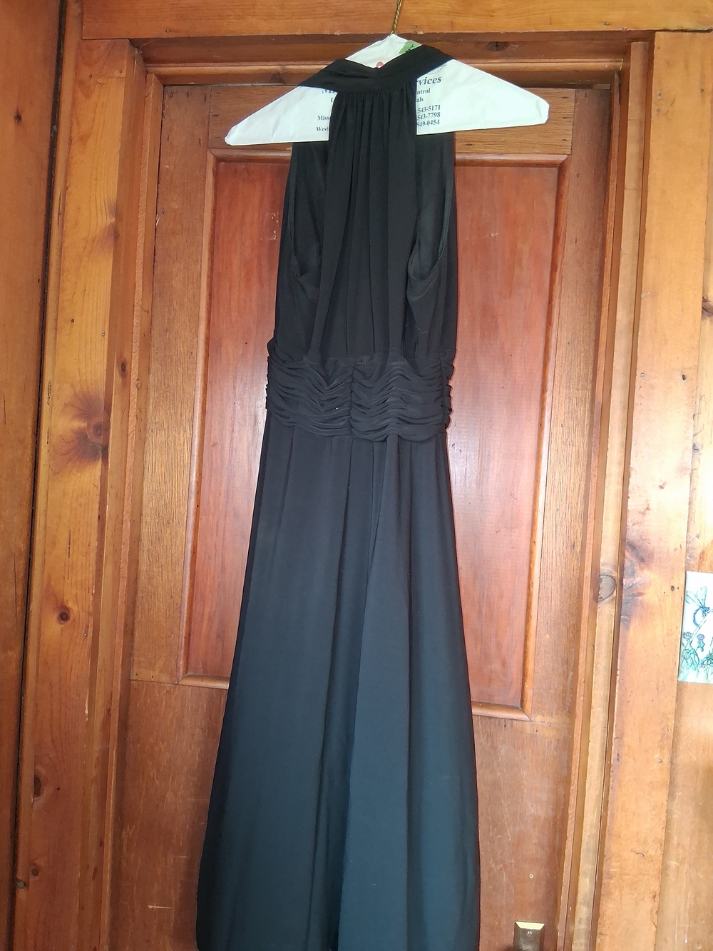 Elegant Black Halter Maxi Dress with Ruched Waist